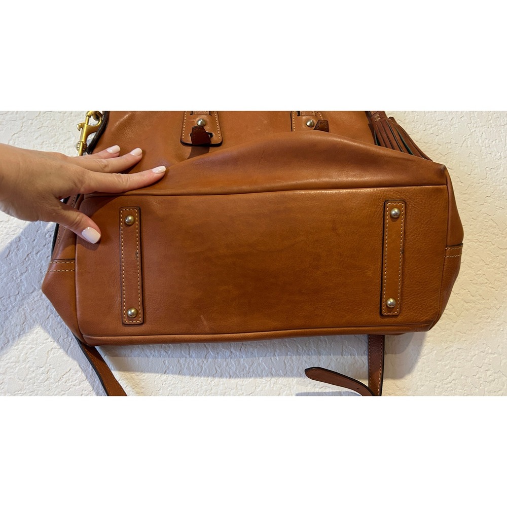 Dooney & Bourke Florentine Clayton Satchel Chestnut Leather Crossbody Handbag - Picture 13 of 16